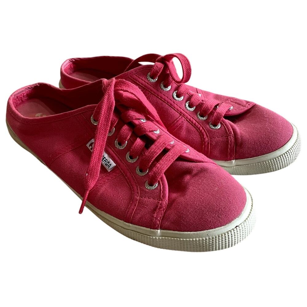 Superga Fantasia Womens Canvas Red Azalea Slip On Sneakers Size 8.5 Pink Lace-up